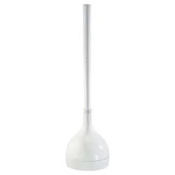 iDESIGN Una Plunger and Storage White: Rubber Material, 21.5" Height, No Battery Needed, 5.75" Depth