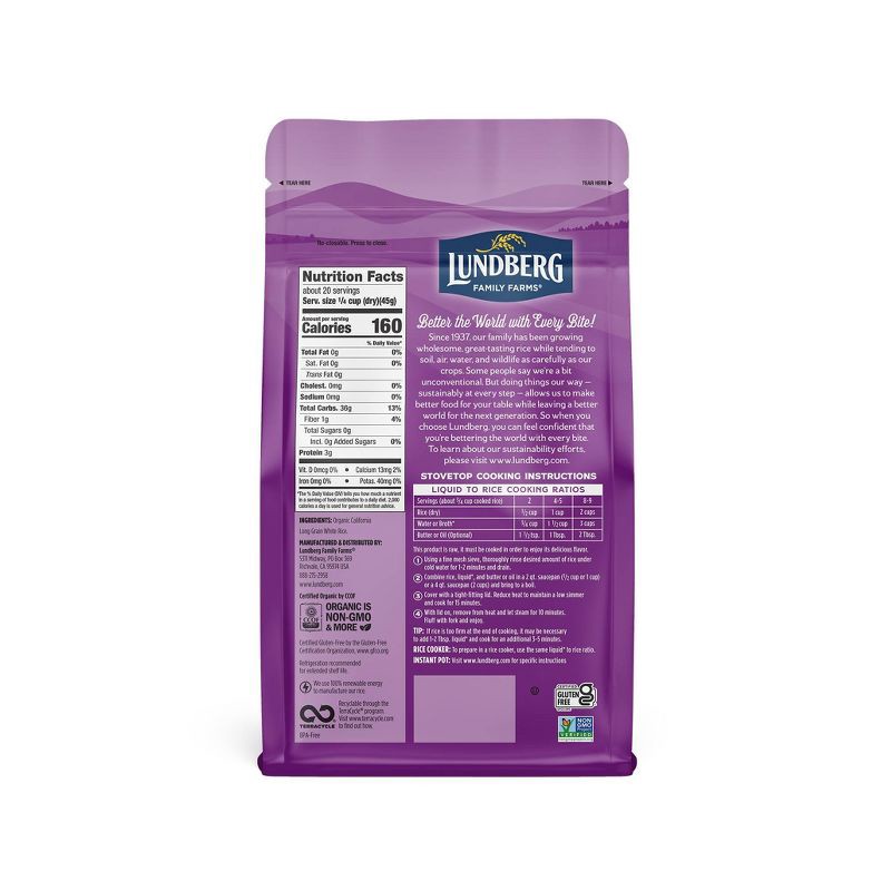 slide 2 of 5, Lundberg Organic Long Grain California White Jasmine Rice - 2lbs, 2 lb