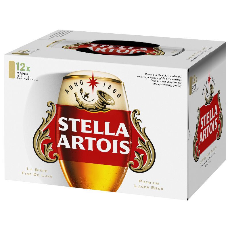 slide 2 of 12, Stella Artois Belgian Ale Beer - 12pk/12 fl oz Cans, 12 ct; 12 fl oz