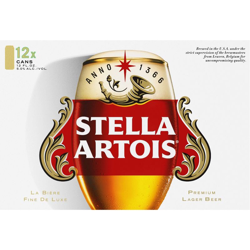 slide 11 of 12, Stella Artois Belgian Ale Beer - 12pk/12 fl oz Cans, 12 ct; 12 fl oz