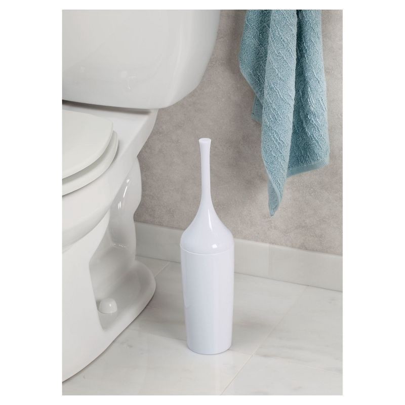 slide 2 of 4, iDESIGN Toilet Bowl Brush White: Polypropylene Cleaner & Holder Set, No Battery Needed, 1 ct