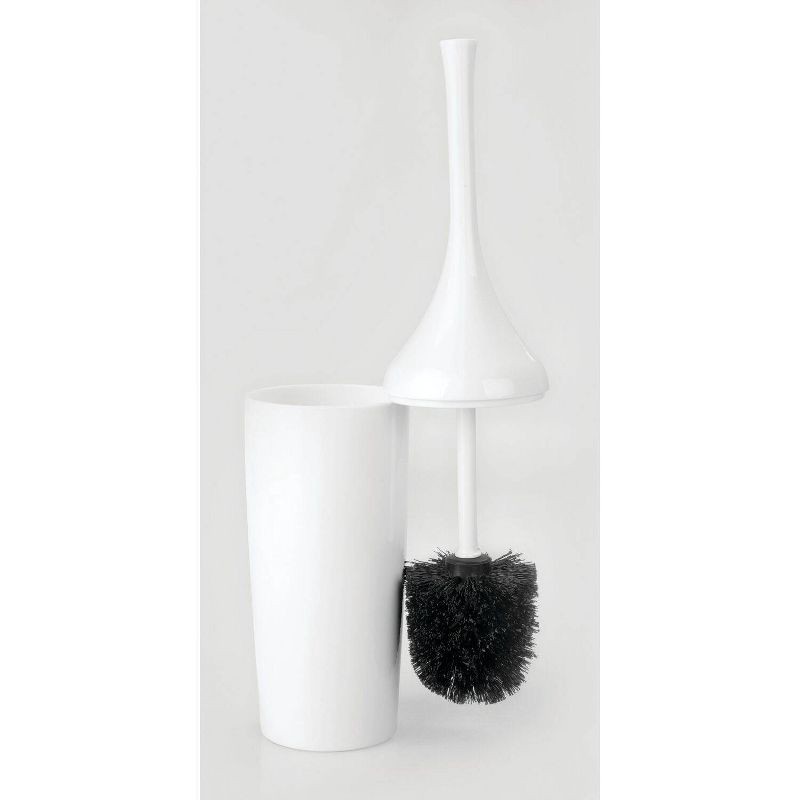slide 4 of 4, iDESIGN Toilet Bowl Brush White: Polypropylene Cleaner & Holder Set, No Battery Needed, 1 ct