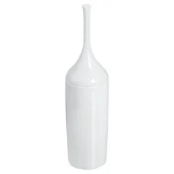 iDESIGN Toilet Bowl Brush White: Polypropylene Cleaner & Holder Set, No Battery Needed