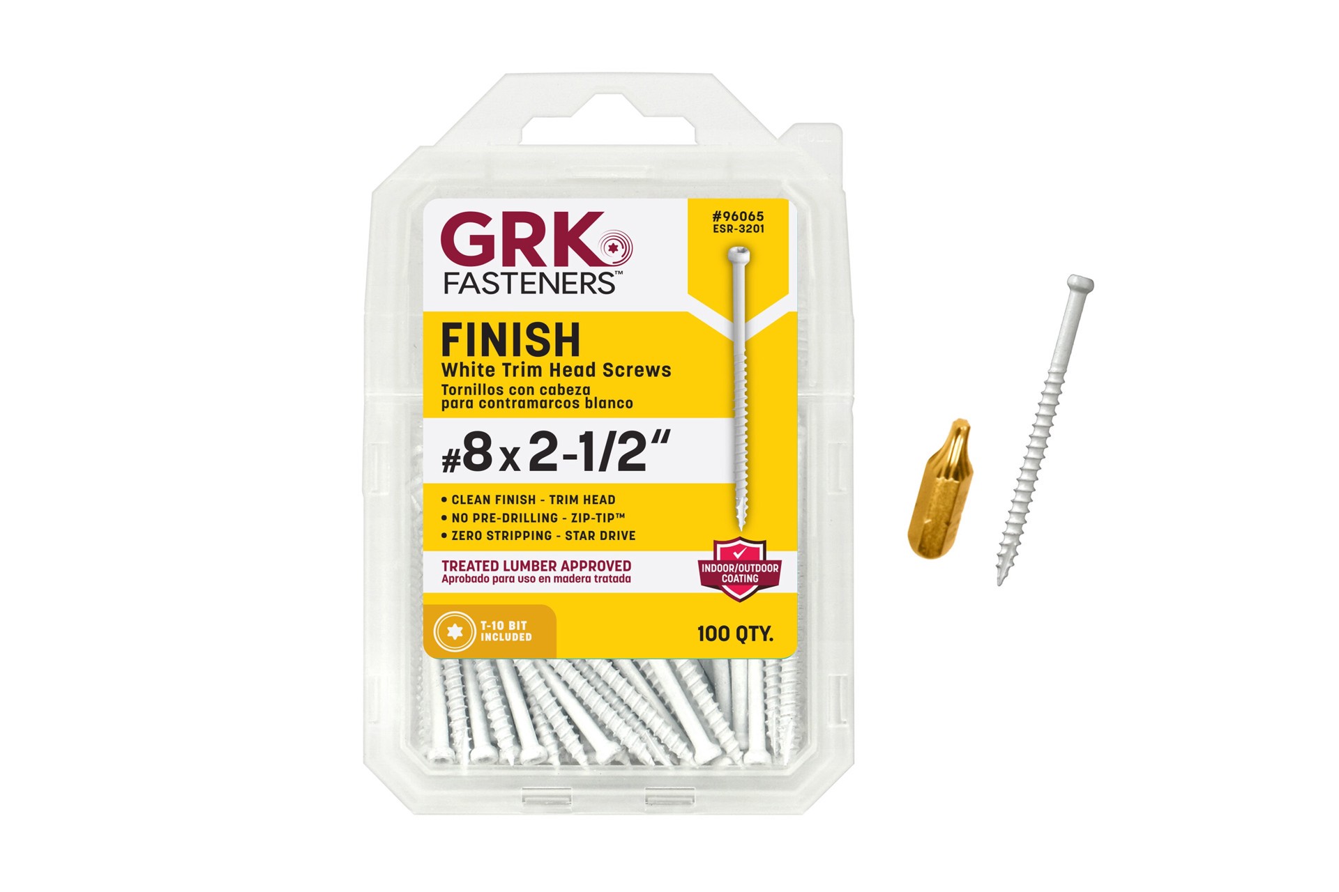 slide 1 of 6, GRK #8 x 2-1/2-in Polymer Exterior Trim screws ( 100 -Per Box ), 1 ct