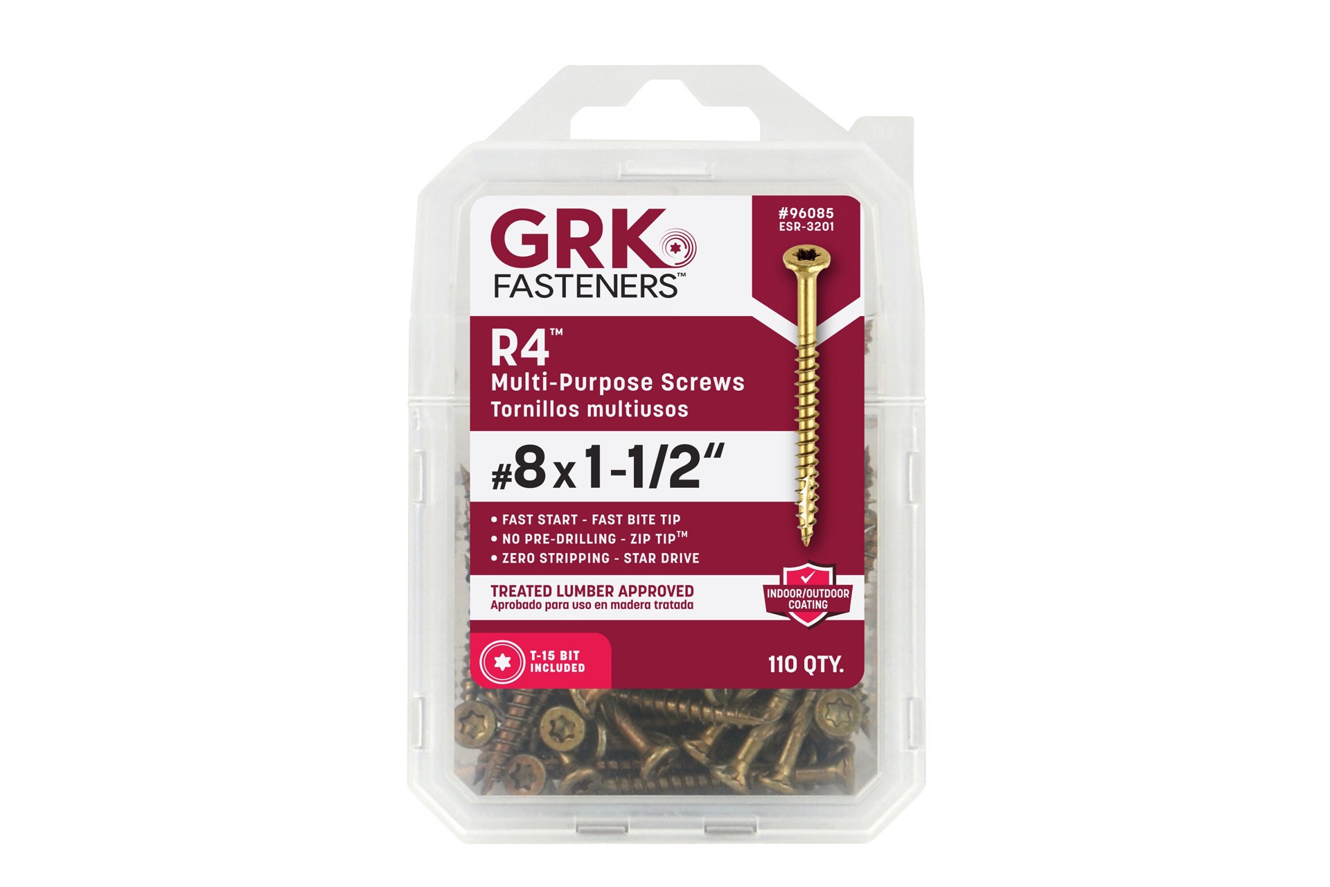 slide 1 of 6, GRK R4 #8 x 1-1/2-in Polymer Exterior Wood screws ( 110 -Per Box ), 1 ct