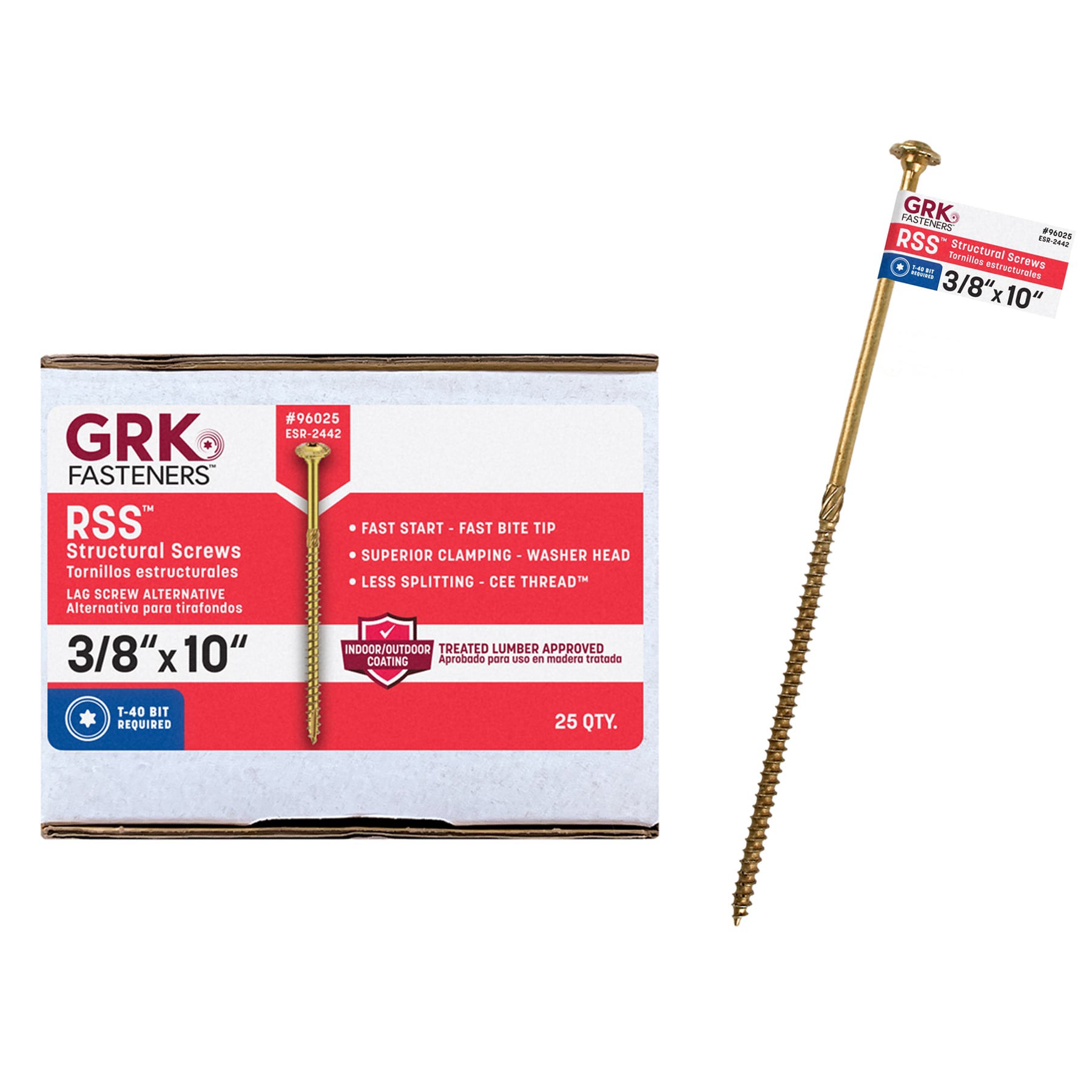slide 1 of 6, GRK RSS 3/8-in x 10-in Polymer Exterior Wood screws (, 1 ct