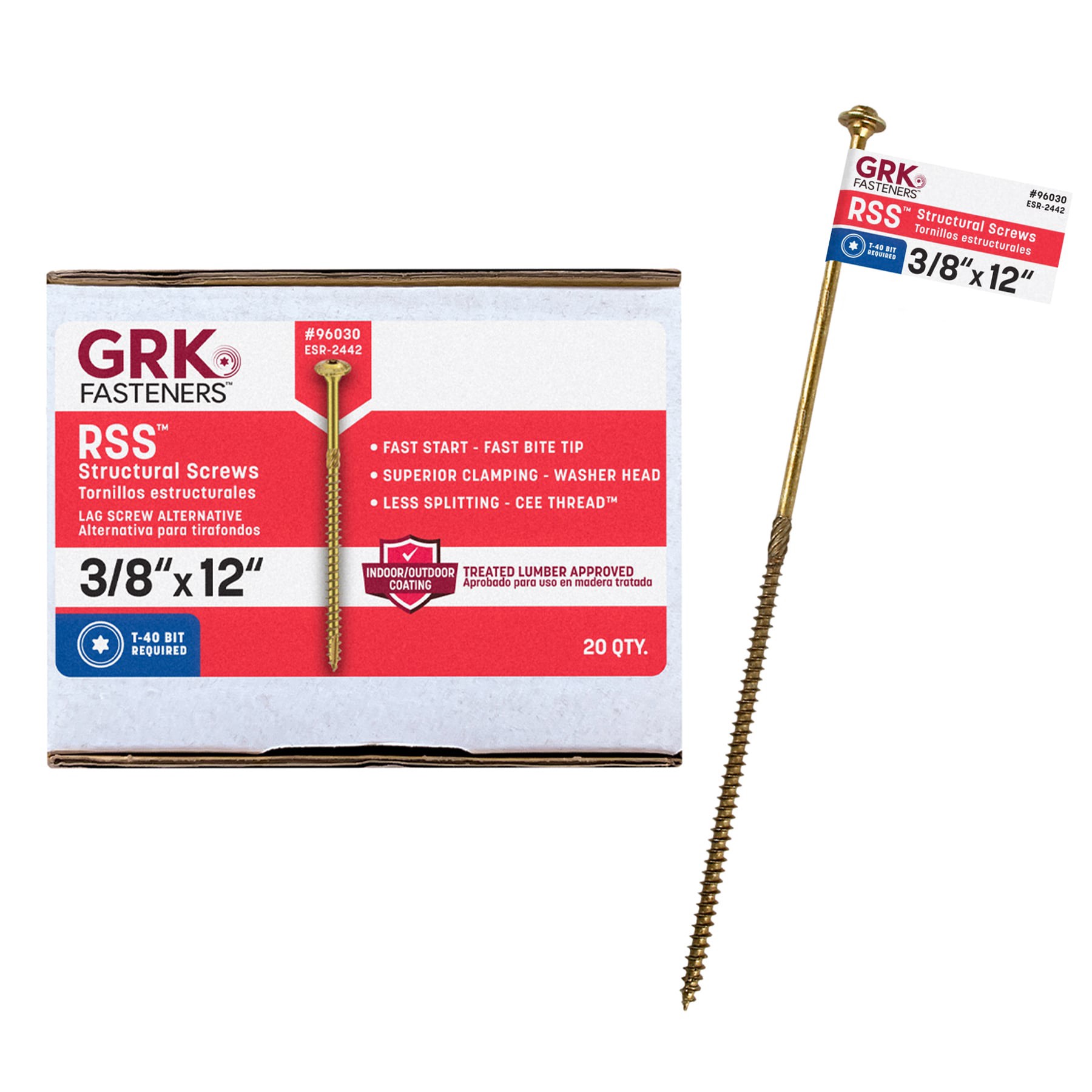 slide 1 of 6, GRK RSS 3/8-in x 12-in Polymer Exterior Wood screws (, 1 ct
