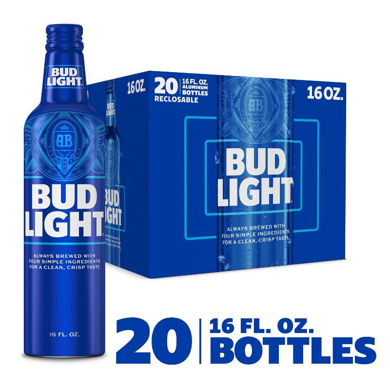 slide 2 of 12, Bud Light American Lager Beer - 20pk/16 fl oz Bottles, 20 ct, 16 fl oz