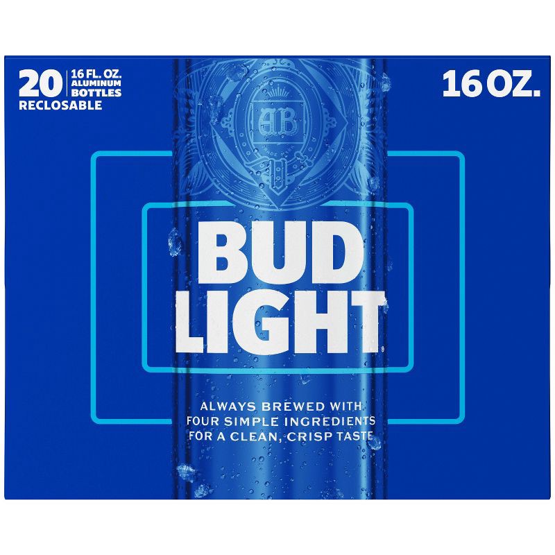 slide 9 of 12, Bud Light American Lager Beer - 20pk/16 fl oz Bottles, 20 ct, 16 fl oz