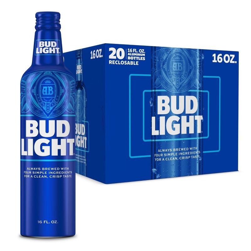 slide 1 of 1, Bud Light American Lager Beer - 20pk/16 fl oz Bottles, 20 ct, 16 fl oz