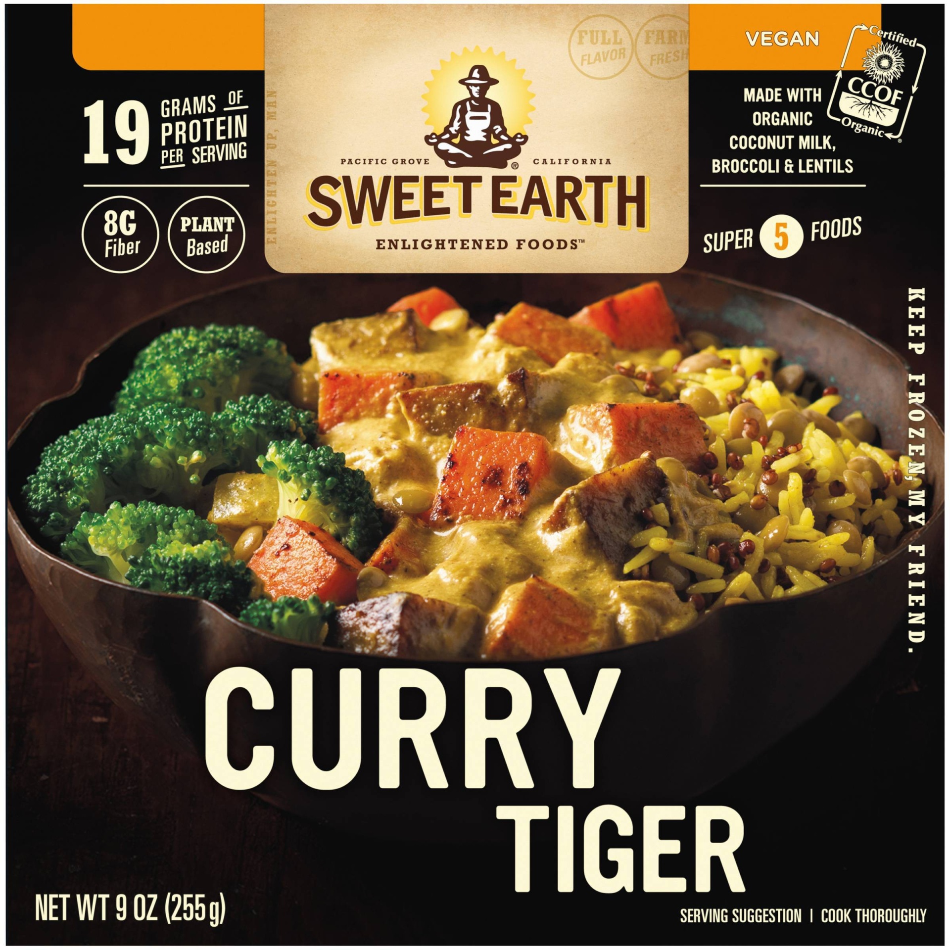 slide 1 of 9, SWEET EARTH NATURAL FOODS Sweet Earth Vegan Frozen Natural Foods Curry Tiger - 9oz, 9 oz