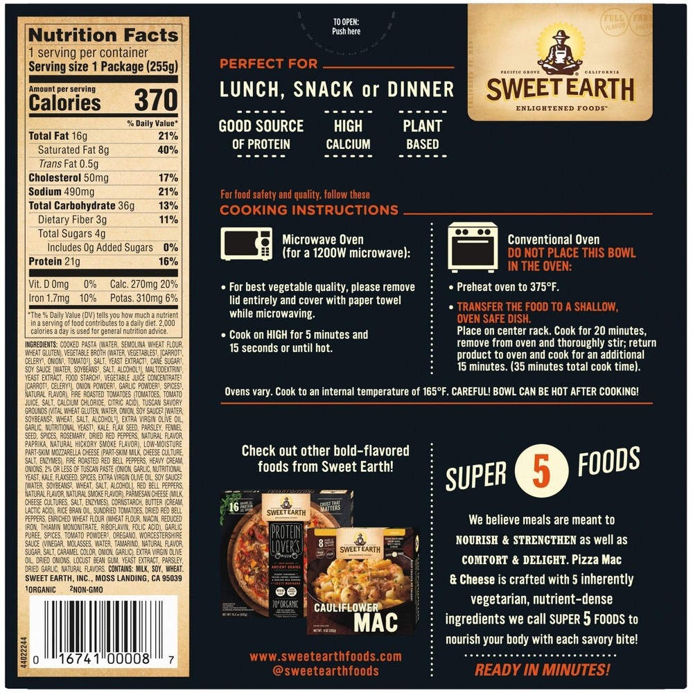 slide 4 of 9, Sweet Earth Natural Foods Frozen Pizza Mac & Cheese - 9oz, 9 oz