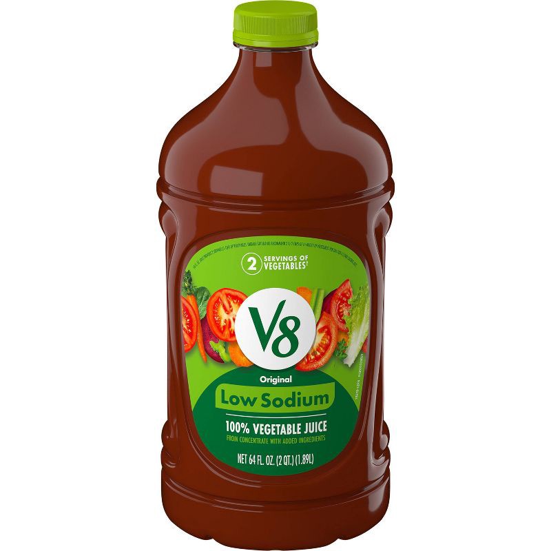 slide 1 of 10, V8 Juice V8 Original Low Sodium 100% Vegetable Juice - 64 fl oz Bottle: Gluten-Free, No Added Sugar, 64 fl oz