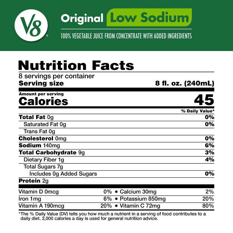 slide 6 of 9, V8 Juice V8 Original Low Sodium 100% Vegetable Juice - 64 fl oz Bottle, 64 fl oz