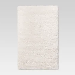 4&#x27;x5&#x27;6&quot; Washable Plush Shag Accent Rug Cream - Room Essentials™: High Pile, Skid-Resistant, Bedroom Area Rug