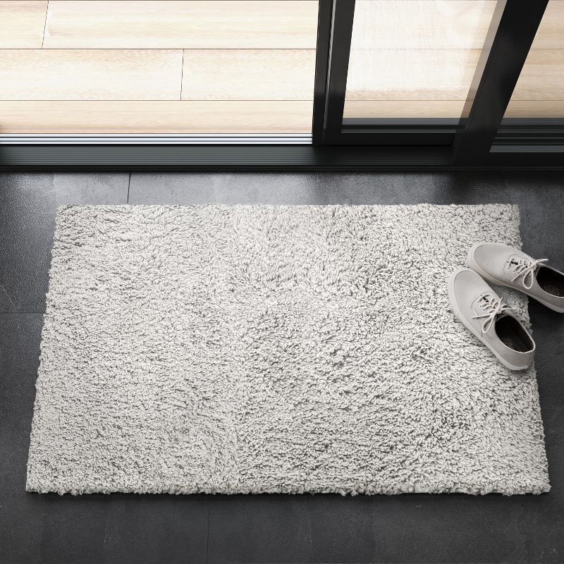 slide 3 of 3, 2'6"x3'10" Washable Plush Shag Accent Rug Cream - Room Essentials™: High Pile, Skid & Stain Resistant, Indoor Use, 1 ct