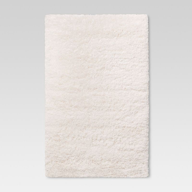 slide 1 of 3, 2'6"x3'10" Washable Plush Shag Accent Rug Cream - Room Essentials™: High Pile, Skid & Stain Resistant, Indoor Use, 1 ct