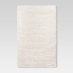 2'6"x3'10" Washable Plush Shag Accent Rug Cream - Room Essentials™: High Pile, Skid & Stain Resistant, Indoor Use