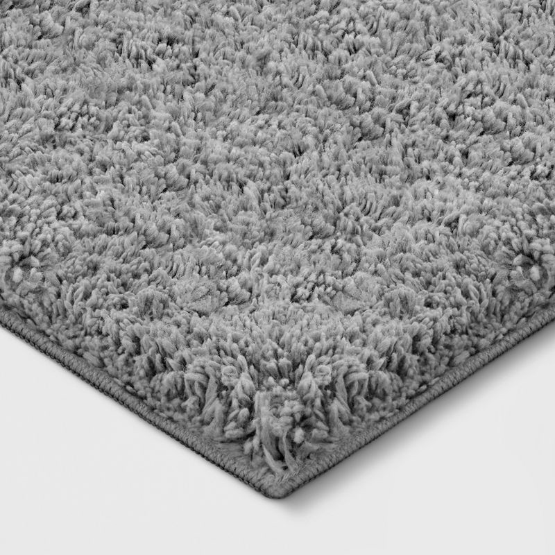 slide 2 of 3, 2'6"x3'10" Washable Plush Shag Accent Rug Gray - Room Essentials™: High Pile, Skid & Stain-Resistant, Bedroom Rug, 1 ct