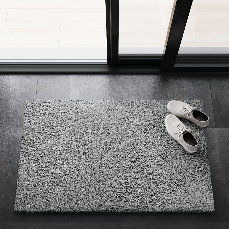 slide 3 of 3, 2'6"x3'10" Washable Plush Shag Accent Rug Gray - Room Essentials™: High Pile, Skid & Stain-Resistant, Bedroom Rug, 1 ct