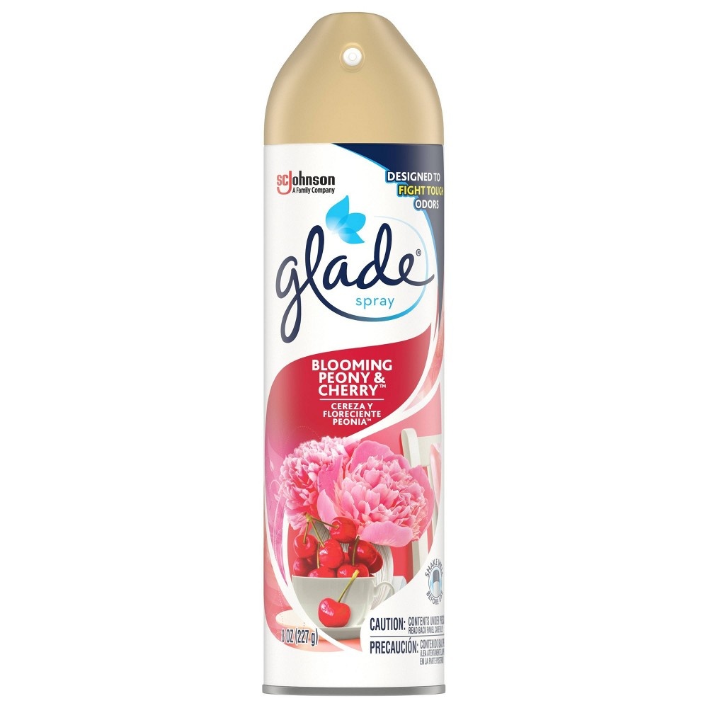 slide 3 of 5, Glade Aerosol Room Spray Air Freshener Blooming Peony & Cherry, 8 oz