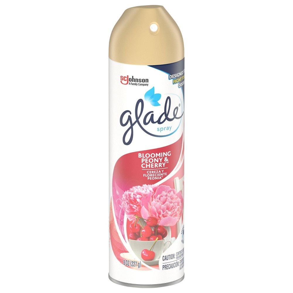 slide 5 of 5, Glade Aerosol Room Spray Air Freshener Blooming Peony & Cherry, 8 oz