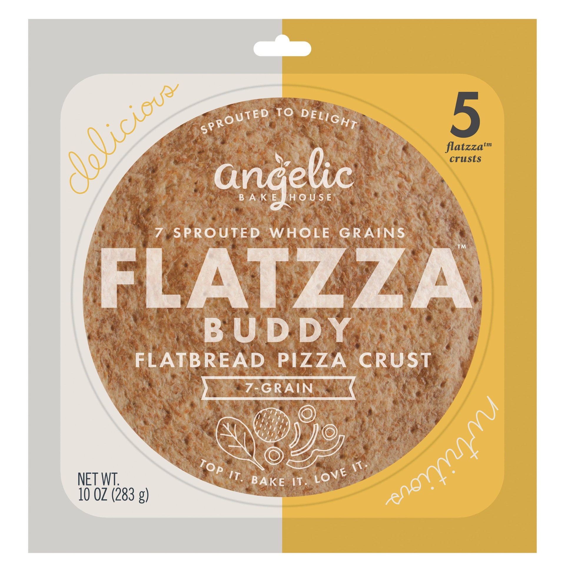 slide 1 of 5, Angelic Bakehouse 7 Sprouted Whole Grain Flatzza Buddy Pizza Thin Crusts -, 5 ct