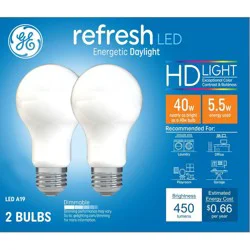 GE Household Lighting GE 2pk Refresh HD Daylight 40W Frosted A19