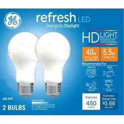 GE Household Lighting GE 2pk Refresh HD Daylight 40W Frosted A19