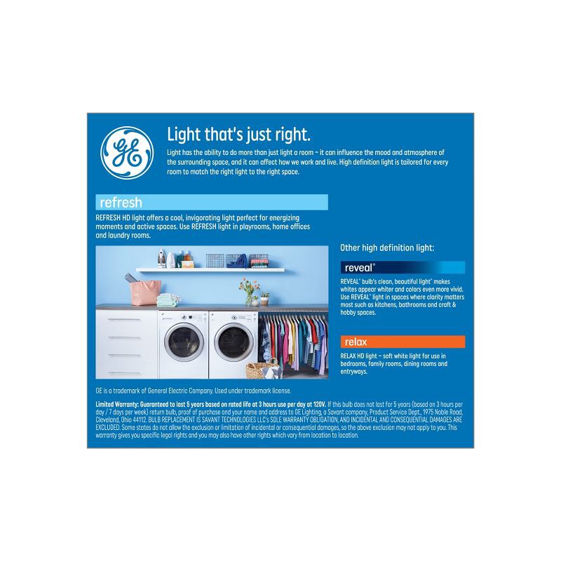 slide 3 of 8, GE Household Lighting GE 2pk 60W Refresh A19 Aline LED Light Bulbs Daylight: Dimmable, 800 Lumens, Energy Star Certified, 13.7-Year Life, 2 ct