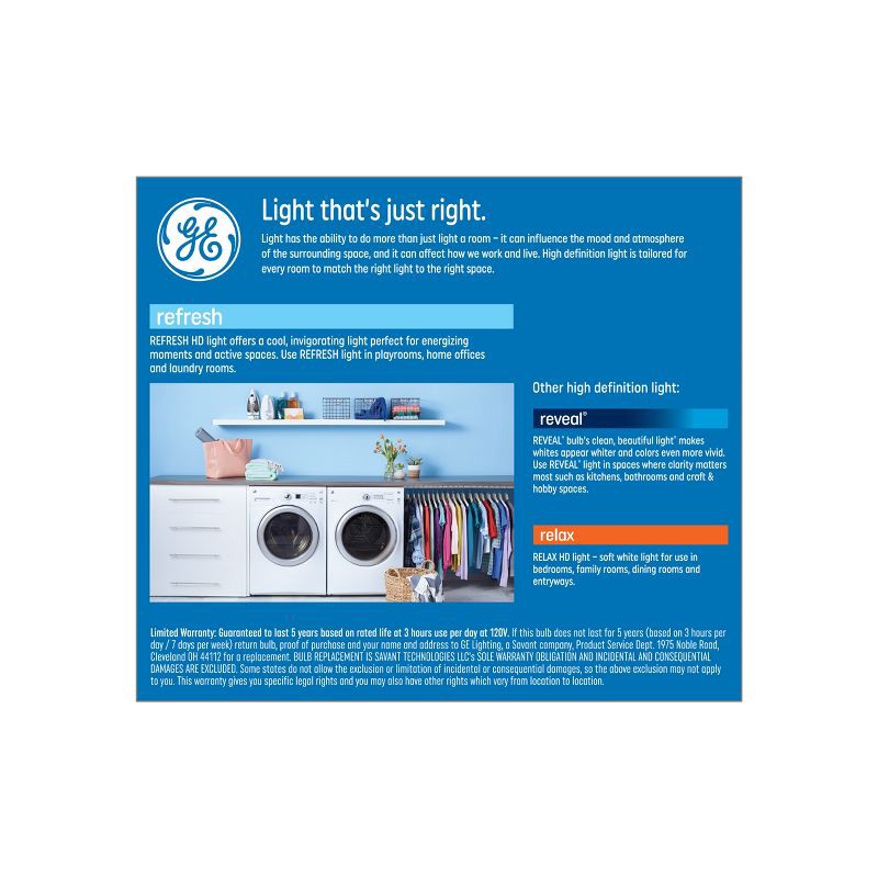 slide 3 of 5, GE Household Lighting GE 2pk 75W Refresh A19 LED Light Bulbs Daylight Aline: Dimmable, 1100 Lumens, Energy Star, 13.7-Year Life, E26 Base, 2 ct