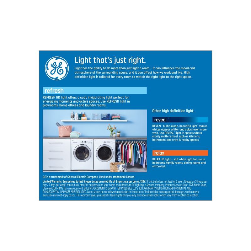 slide 3 of 4, GE Household Lighting GE 2pk 100W Refresh A19 LED Light Bulbs Daylight: 100W Equivalent, Dimmable, Energy Star, 1600 Lumens, E26 Base, 5000K, 2 ct