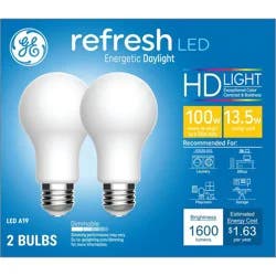 GE Household Lighting GE 2pk 100W Refresh A19 LED Light Bulbs Daylight
