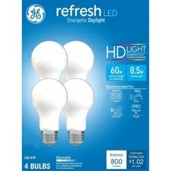 GE Household Lighting GE 4pk 60W Refresh A19 LED Light Bulbs Daylight Aline