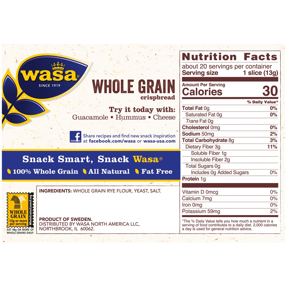 slide 4 of 6, Wasa Whole Grain Crispbread, 9.2 oz