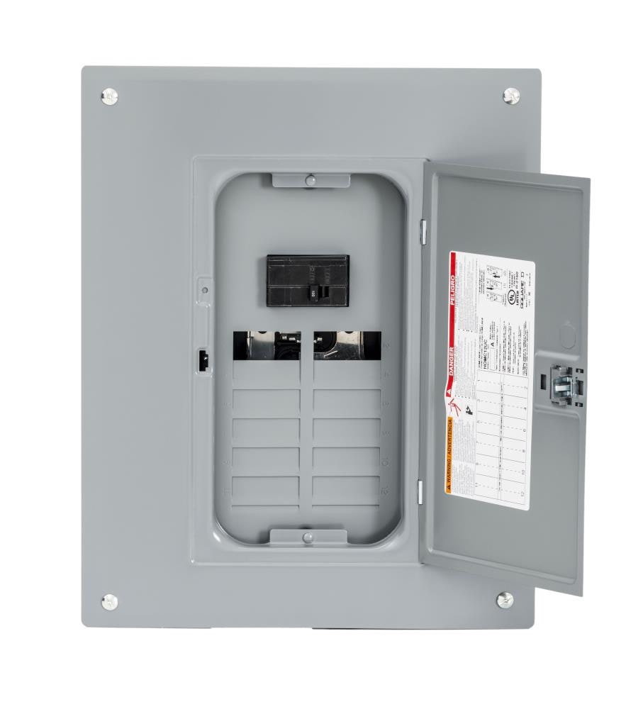 slide 1 of 6, Square D Homeline 100 -Amp 12 -Spaces 24 -Circuit Indoor Main breaker Plug-On Neutral Load Center, 1 ct