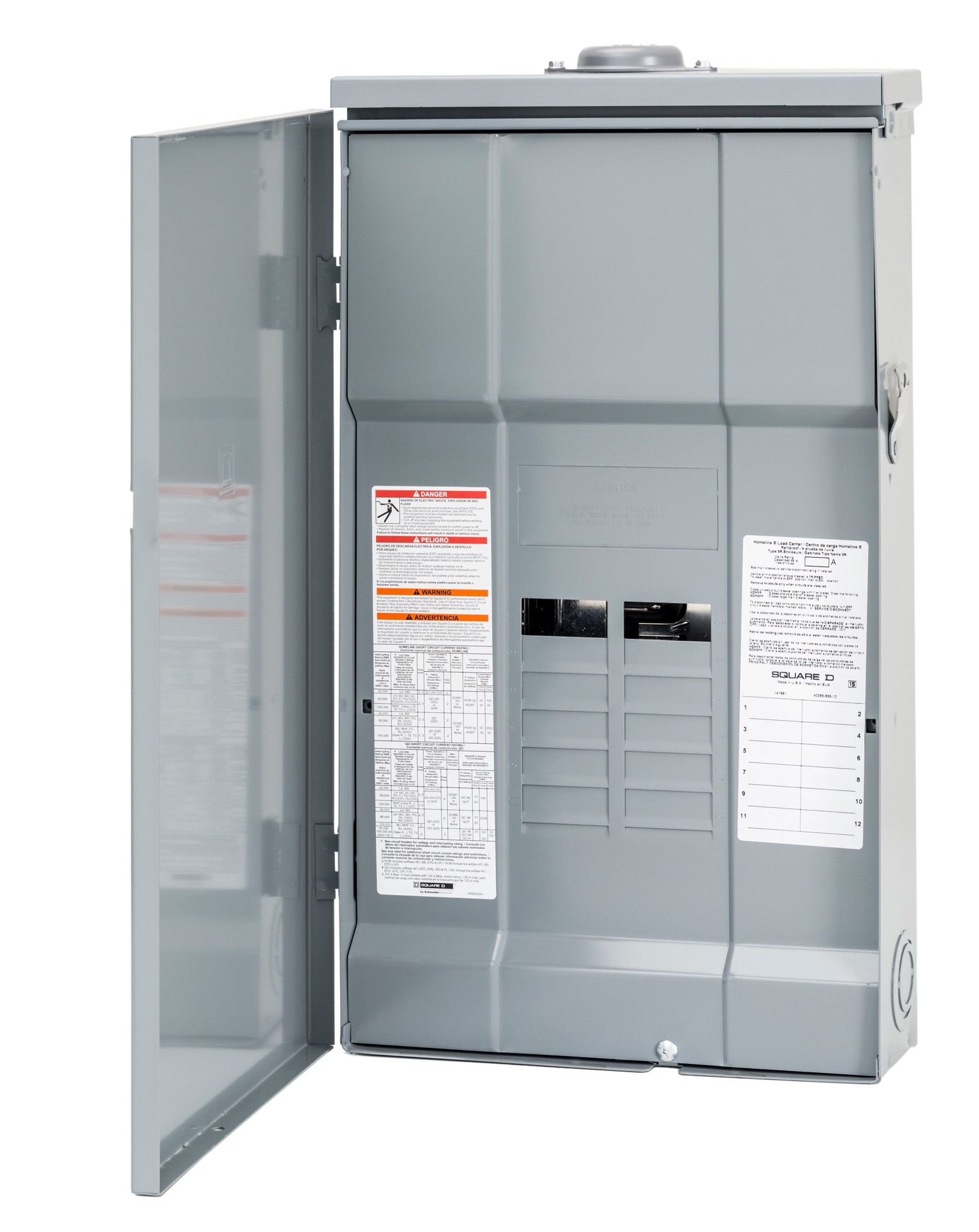 slide 2 of 4, Square D Homeline 225 -Amp 12 -Spaces 12 -Circuit Outdoor Convertible main lug Plug-On Neutral Load Center, 1 ct