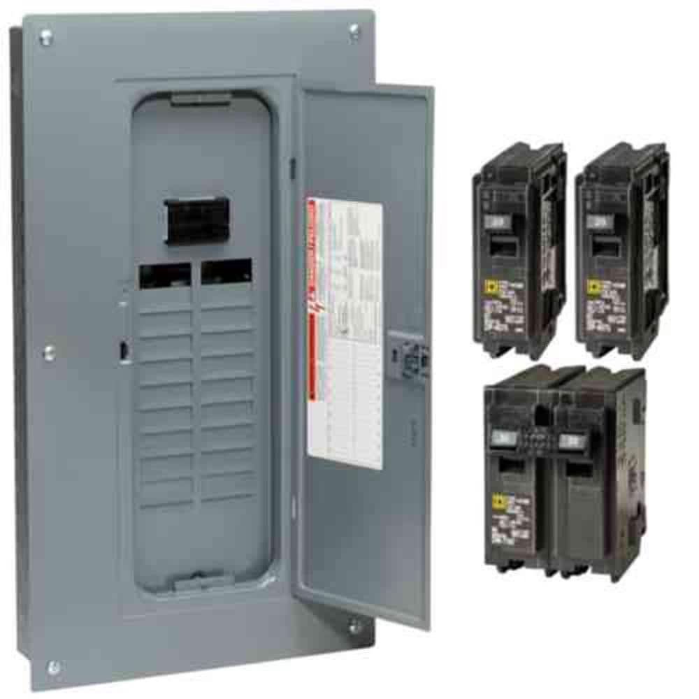 slide 4 of 6, Square D Homeline 100 -Amp 20 -Spaces 40 -Circuit Indoor Main Breaker Plug-On Neutral Load Center (Value Pack), 1 ct