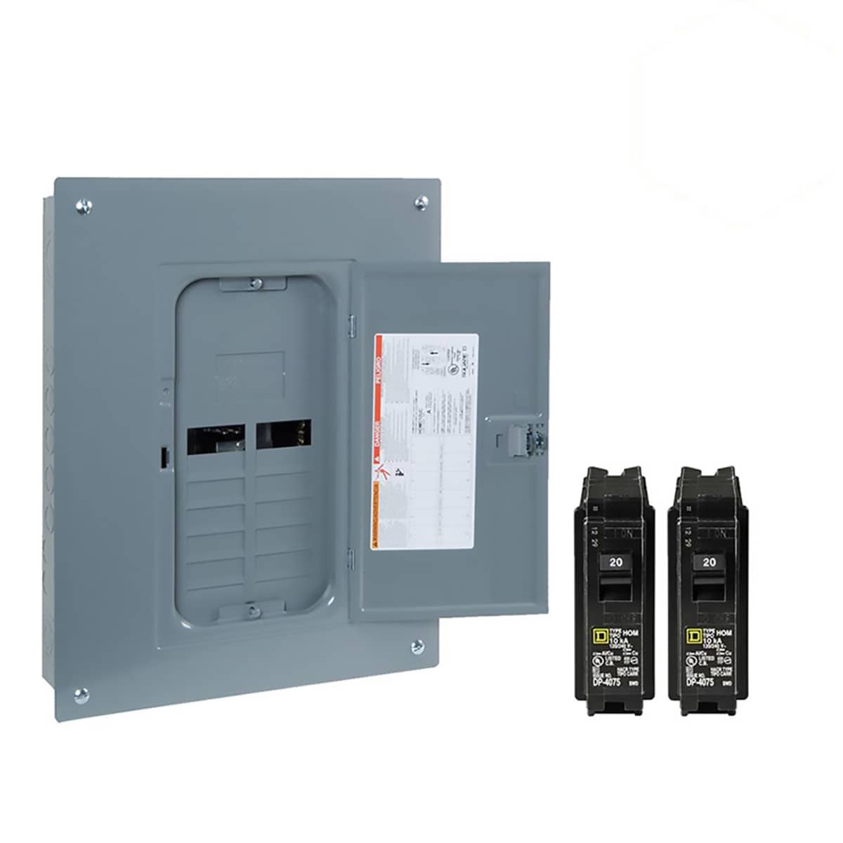 slide 1 of 5, Square D Homeline 125 -Amp 12 -Spaces 24 -Circuit Indoor Convertible main lug Plug-On Neutral Load Center (Value Pack), 1 ct