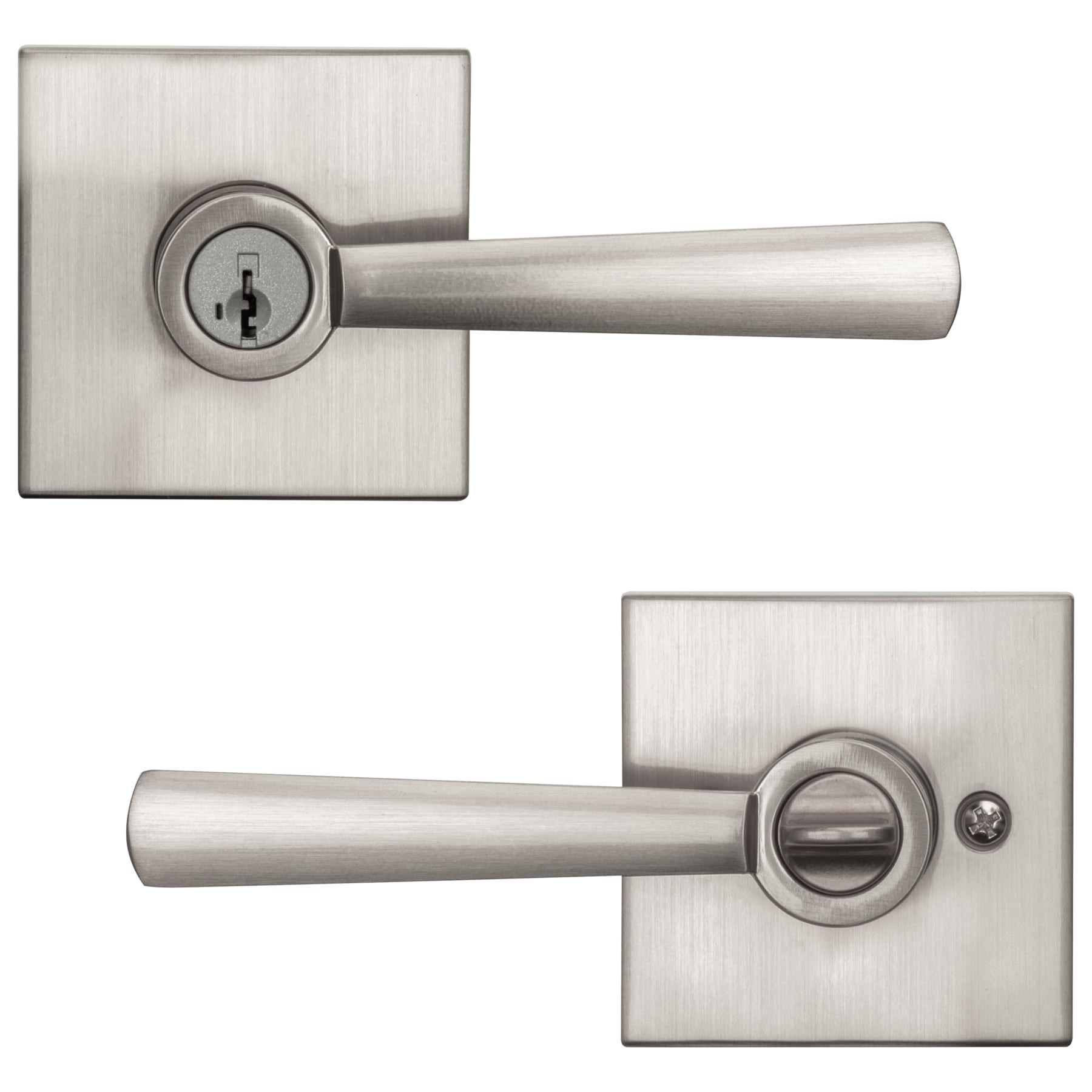 slide 2 of 6, Baldwin Prestige Spyglass Satin nickel Exterior Keyed Entry Door Handle with SmartKey, 1 ct