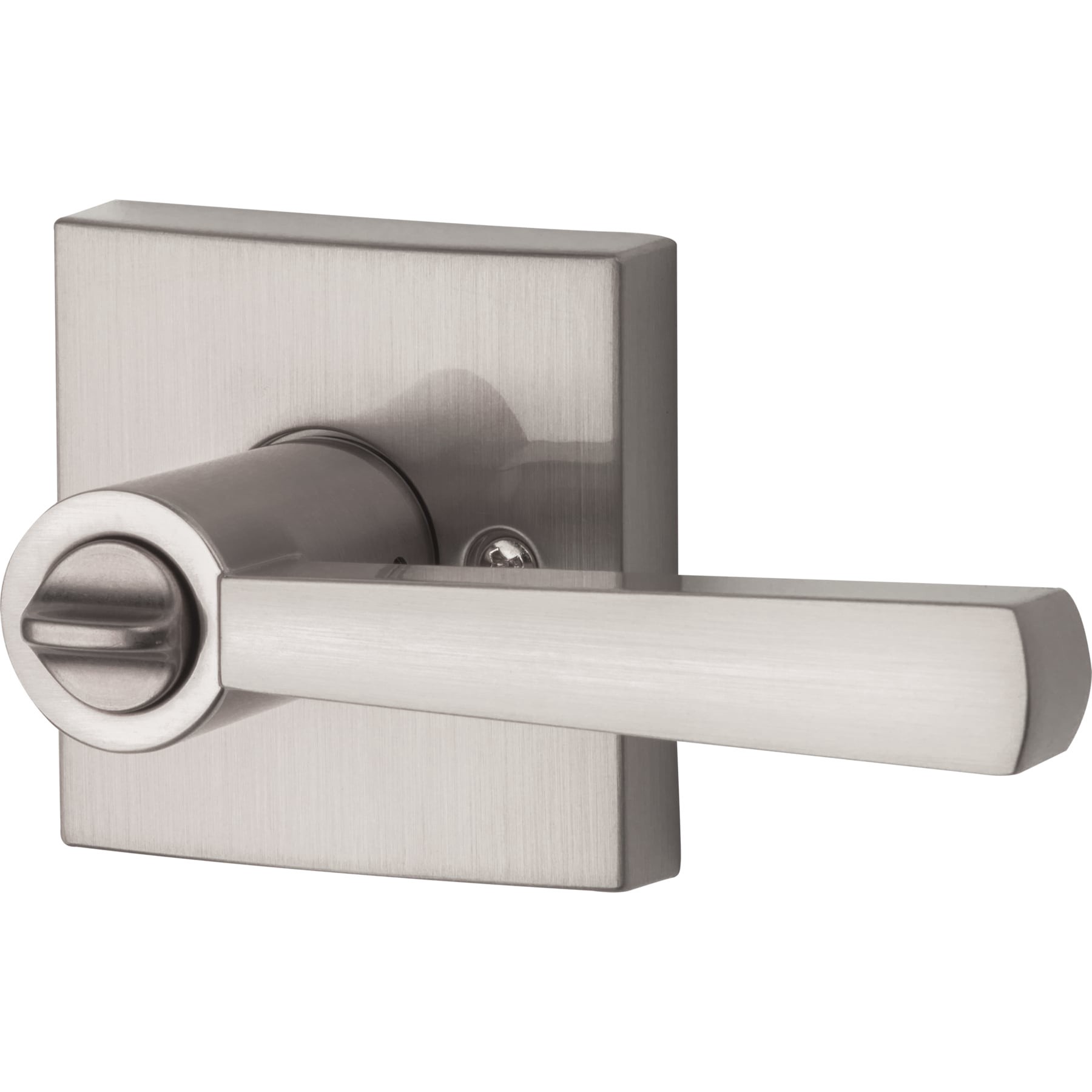 slide 4 of 6, Baldwin Prestige Spyglass Satin nickel Interior Bed/Bath Privacy Door Handle, 1 ct