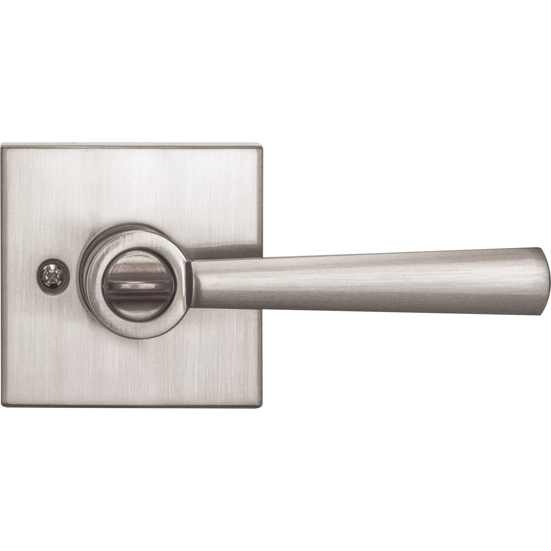 slide 5 of 6, Baldwin Prestige Spyglass Satin nickel Interior Bed/Bath Privacy Door Handle, 1 ct