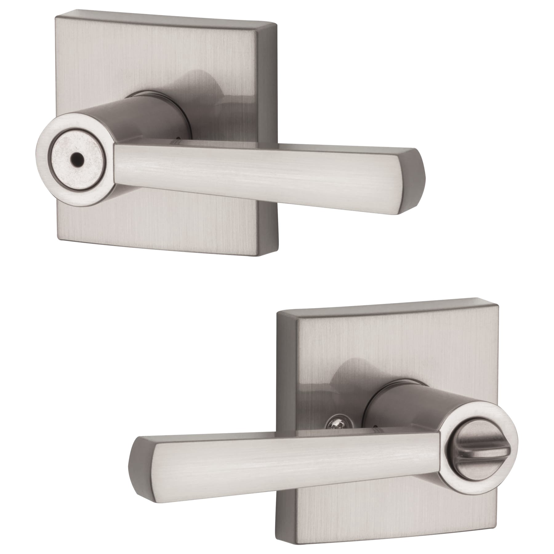 slide 1 of 6, Baldwin Prestige Spyglass Satin nickel Interior Bed/Bath Privacy Door Handle, 1 ct