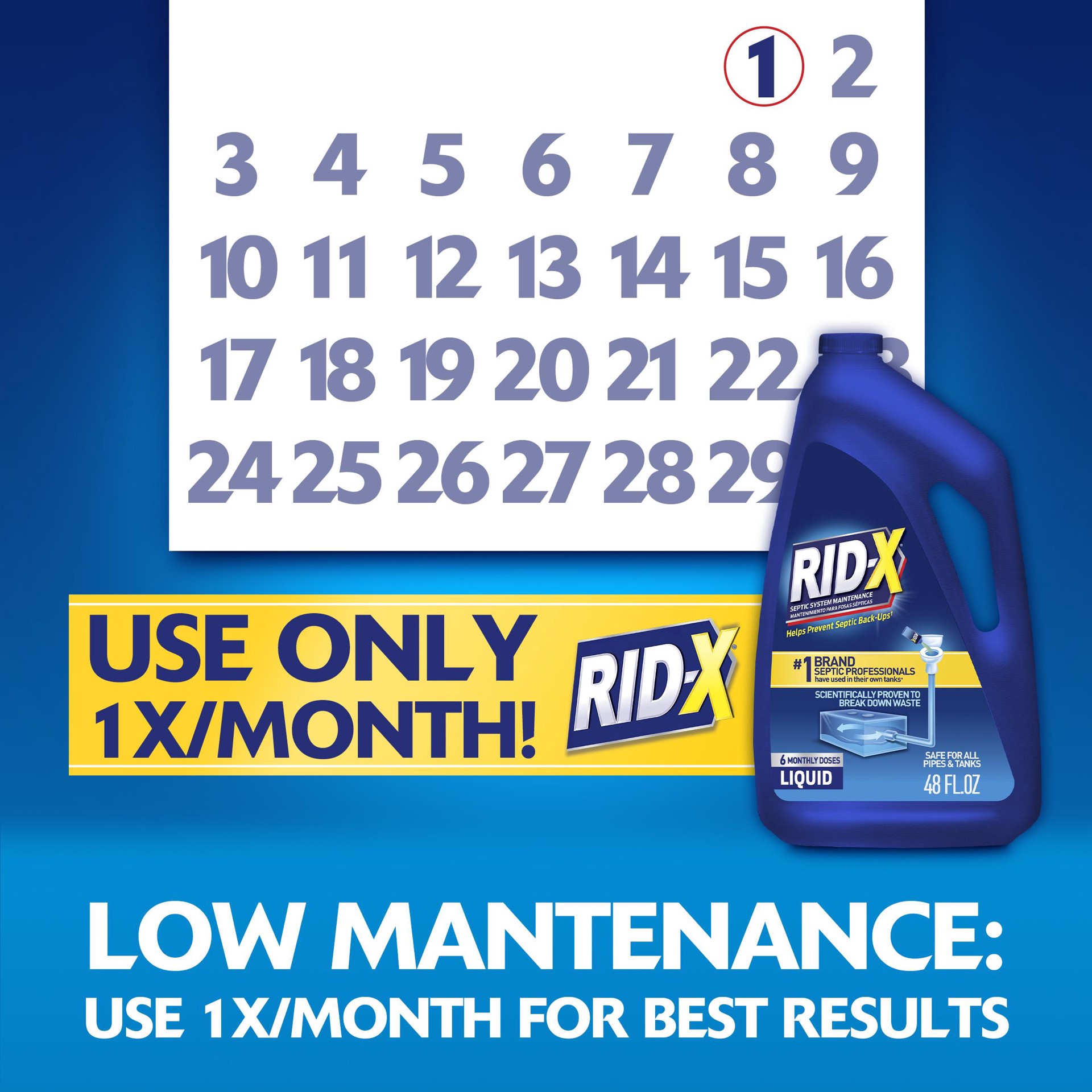 slide 6 of 6, Rid-X Professional Septic System Maintenance Liquid 48 -oz Septic Cleaner, 1 ct