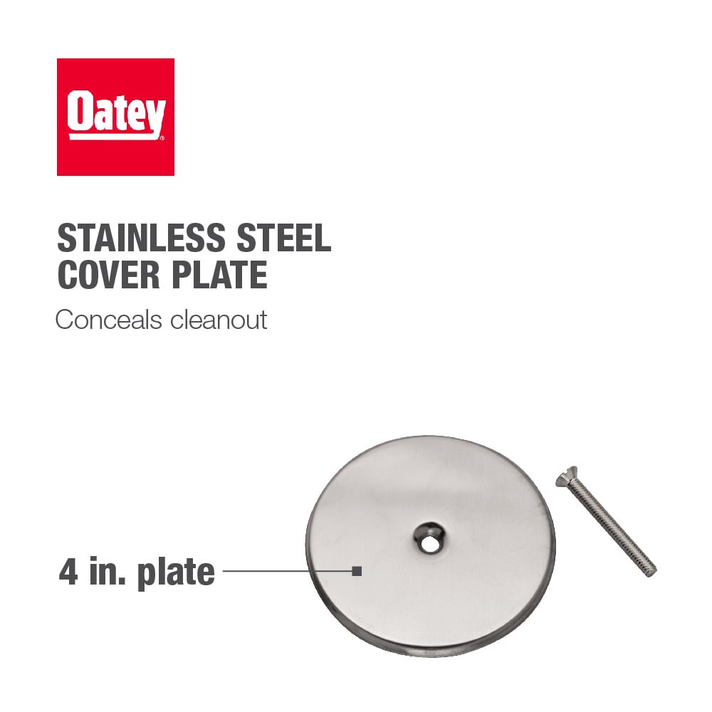slide 4 of 4, Oatey 4-in Stainless Steel Round Cover Plate, 1 ct