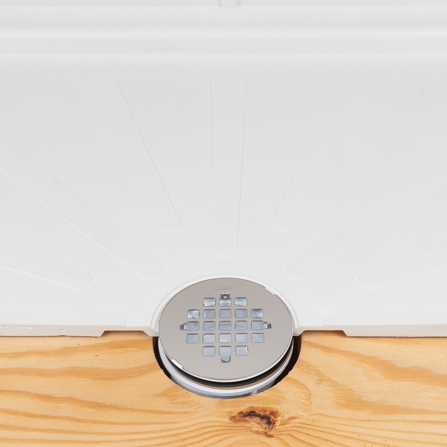 slide 5 of 6, Oatey 2-in PVC Offset Shower Drain with Round Stainless Steel Strainer, 1 ct