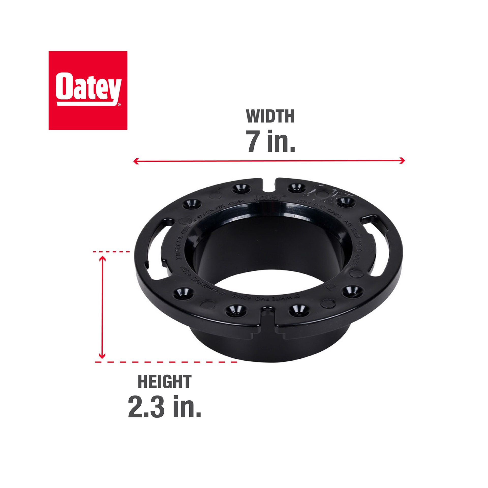 slide 5 of 6, Oatey Fast Set 4.5-in Black ABS Toilet flange, 1 ct