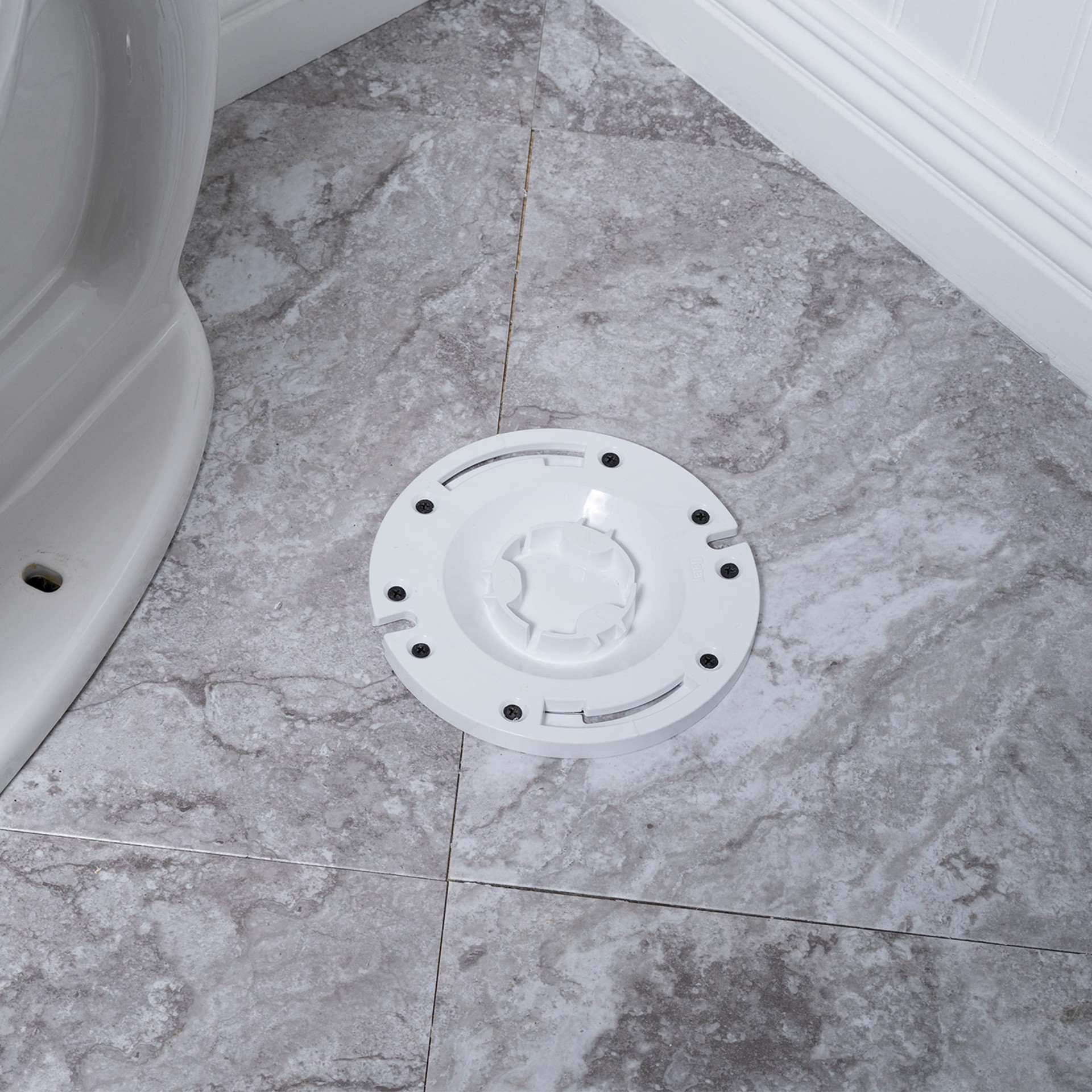 slide 2 of 6, Oatey Fast Set 3.958-in White PVC Toilet flange, 1 ct