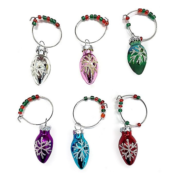 slide 1 of 1, dei Christmas Bulb Wine Glass Charms, 2 ct