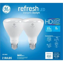 GE Household Lighting GE 2pk 65W Refresh BR30 LED Indoor Floodlight Bulbs Daylight